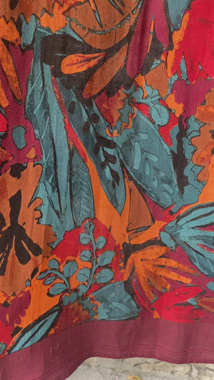 Maroon Jungle Print Scarf