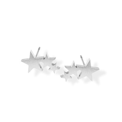 Small silver stud earrings- 3 star