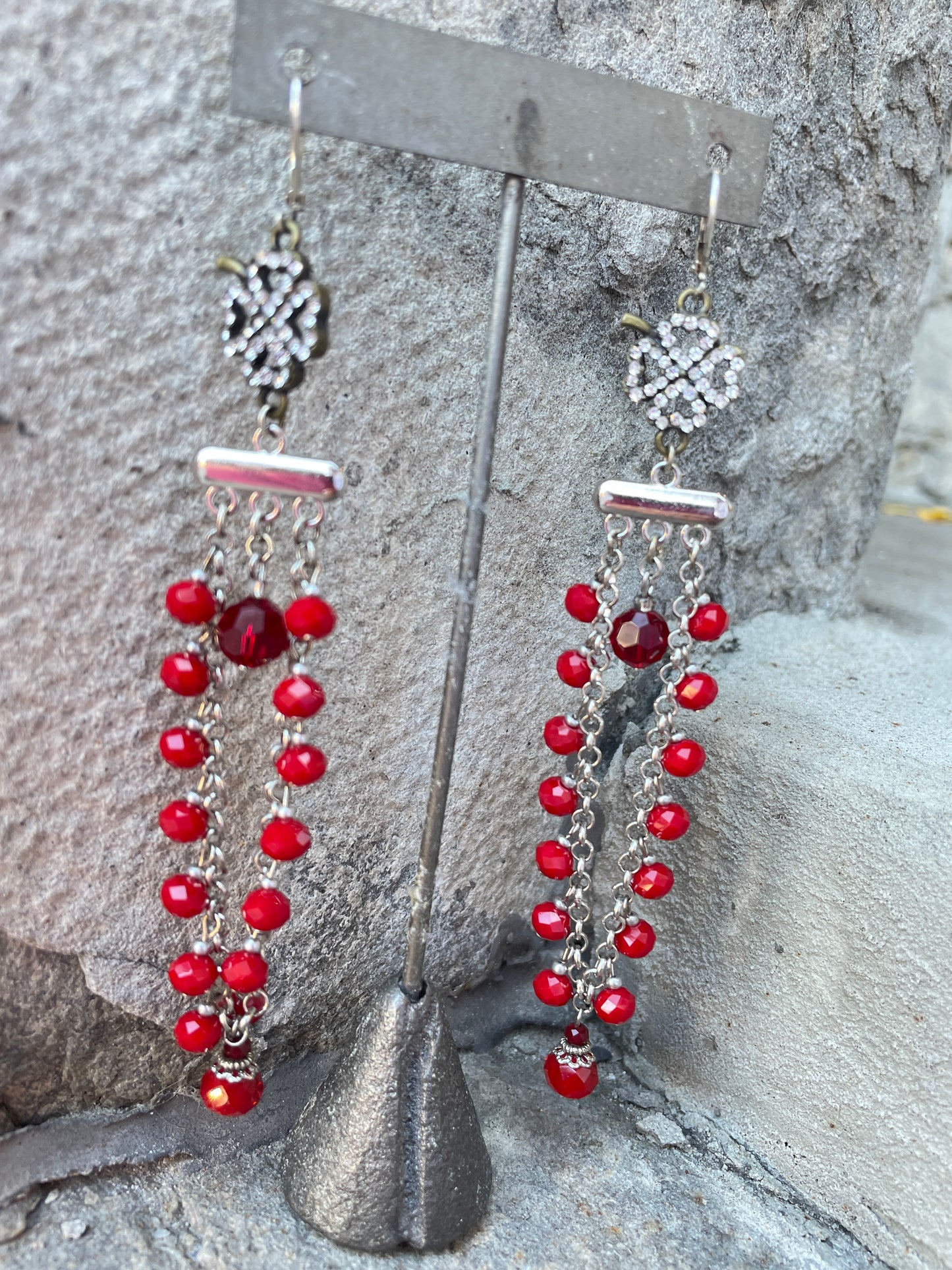 Red Long Statement Earrings - made in Canada