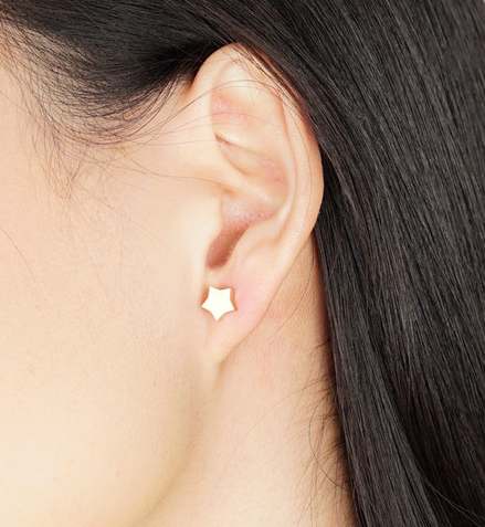 Small Stud gold Earring- solid star