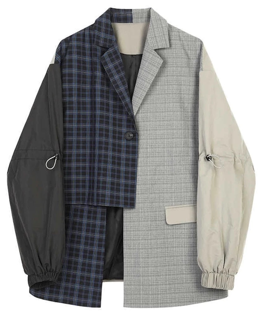 Mixed Plaid trench style Blazer- EXCLUSIVE