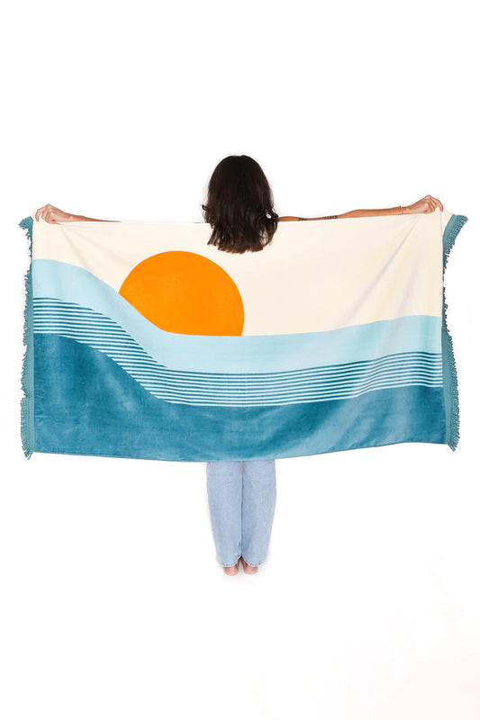 Terry velouor Sunset Teal  beach blanket